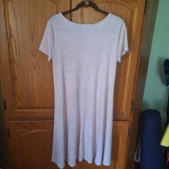 Lane Bryant  Short Sleeve Asymmetrical Midi Dress Light Pink Size 10/12 - Picture 2 of 10